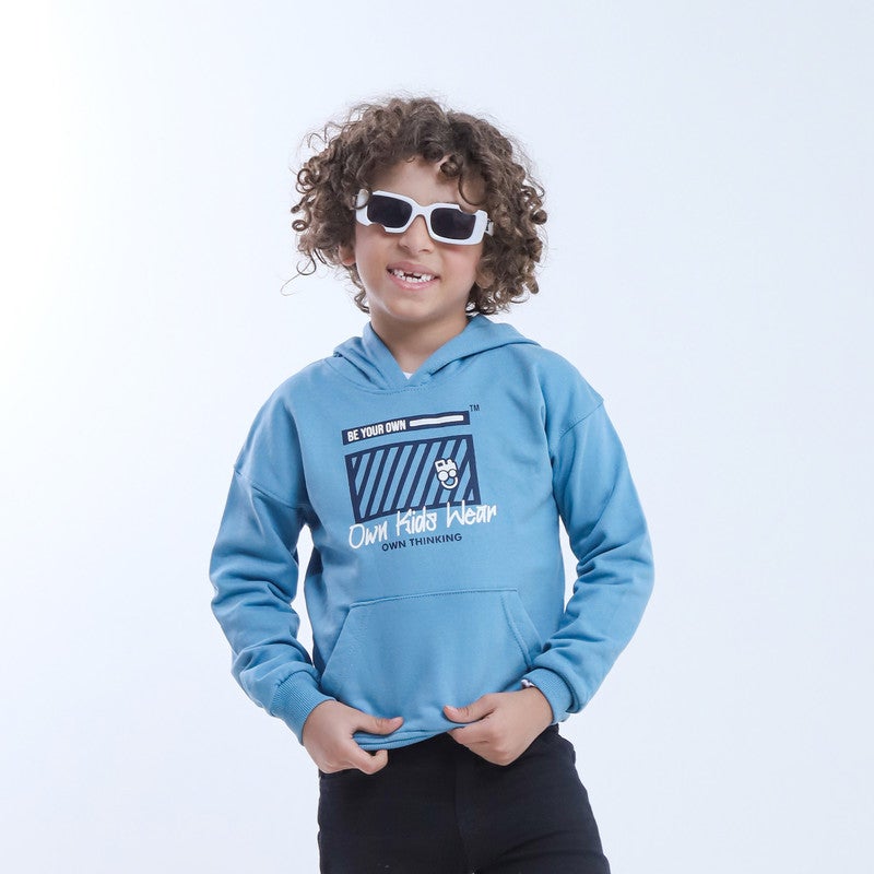 BEBO Boys' printed sweatshirt with hood and long sleeves_Cyan - Image 1